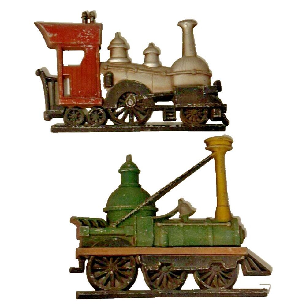 Sexton USA 1969 Cast Aluminum Trains Wall Decor Plaques 2 Locomotive Engines